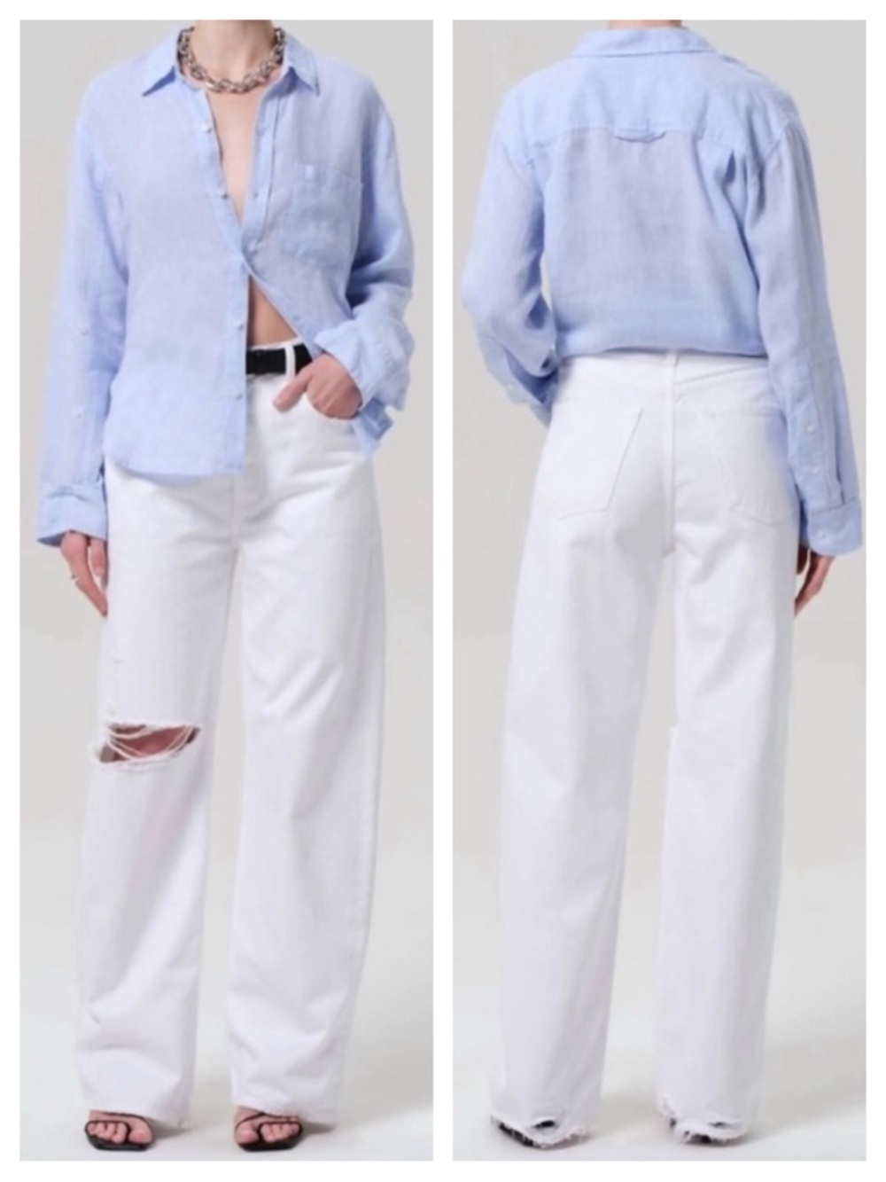 Citizens of Humanity Ayla Baggy Jeans in Zinc White | 32 NWT